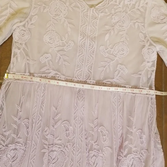 Tea N Rose Womens Shortsleeve Sheer Lined Lavender Maxi Dress - Picture 9 of 12